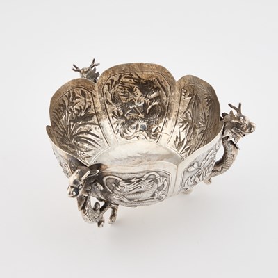 Lot 218 - A CHINESE SILVER TRIPOD BOWL