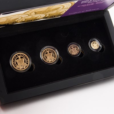 Lot 22 - A FOUR-COIN GOLD PROOF SET,  2022 QUEEN ELIZABETH II TRIBUTE GOLD SOVEREIGN PRESTIGE SET