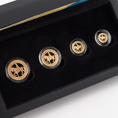 Lot 23 - A FOUR-COIN GOLD PROOF SET, 2023 QUEEN ELIZABETH II CORONATION ANNIVERSARY SOVEREIGN PRESTIGE SET