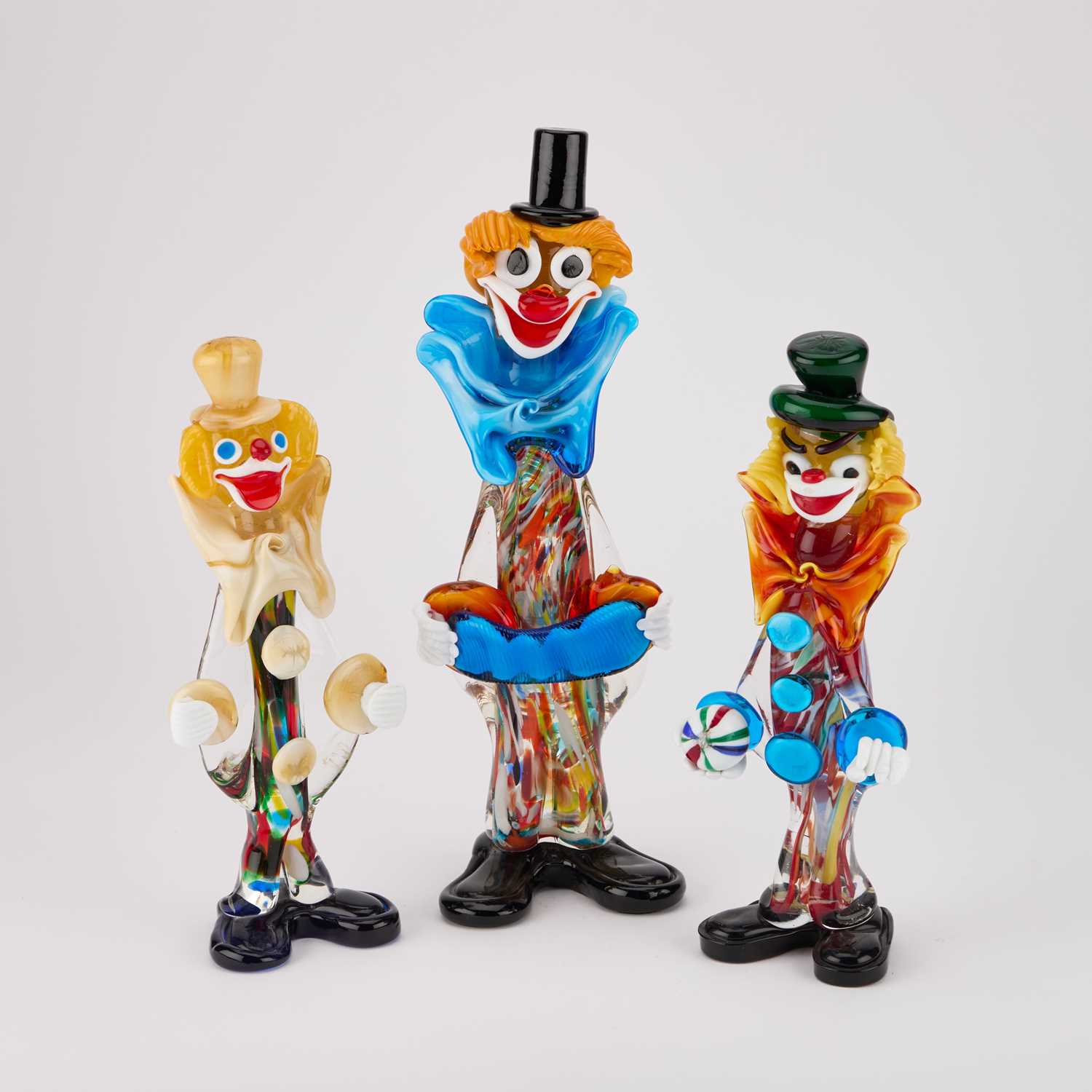 Lot 31 - THREE MURANO GLASS MODELS OF CLOWNS