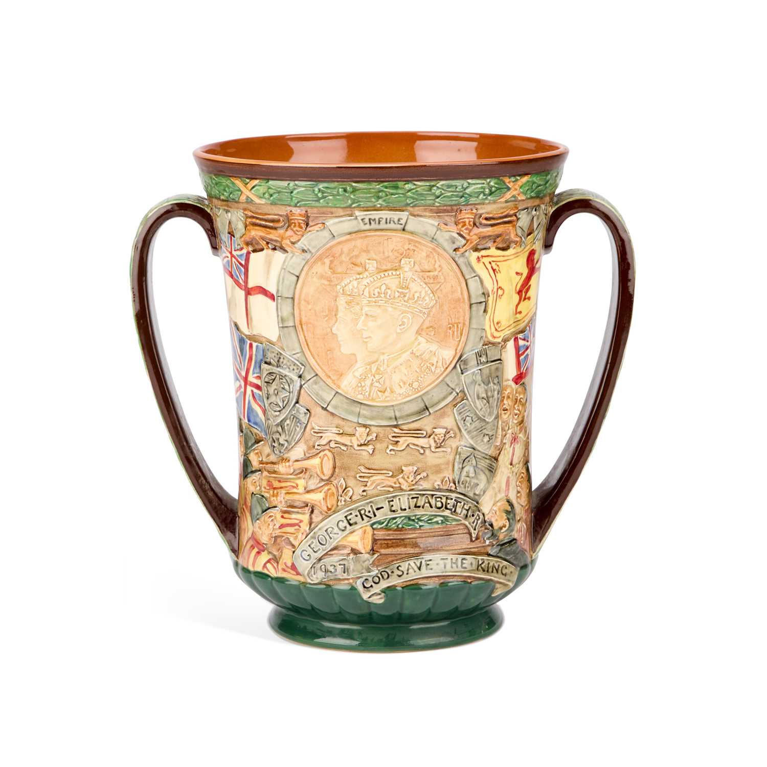 Lot 67 - A ROYAL DOULTON COMMEMORATIVE 1937 CORONATION LOVING CUP