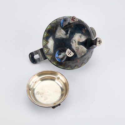 Lot 193 - A RARE CHINESE SILVER AND ENAMEL TRIPOD CENSER