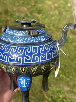 Lot 193 - A RARE CHINESE SILVER AND ENAMEL TRIPOD CENSER