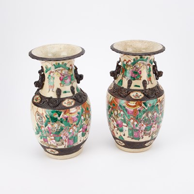 Lot 122 - A PAIR OF LATE 19TH CENTURY CHINESE CRACKLEWARE VASES