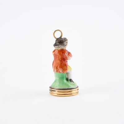 Lot 53 - A FINE CHELSEA PORCELAIN SEAL OF A FLUTIST, CIRCA 1755