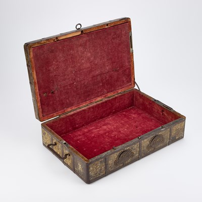 Lot 172 - A LATE 18TH CENTURY METAL-BOUND STRONG-BOX, PROBABLY SCANDINAVIAN