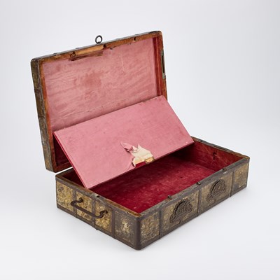 Lot 172 - A LATE 18TH CENTURY METAL-BOUND STRONG-BOX, PROBABLY SCANDINAVIAN
