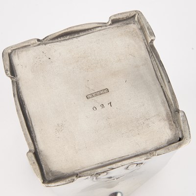 Lot 176 - ARCHIBALD KNOX (1864-1933) FOR LIBERTY & CO,  A RARE TUDRIC PEWTER THREE-PIECE TEA SERVICE