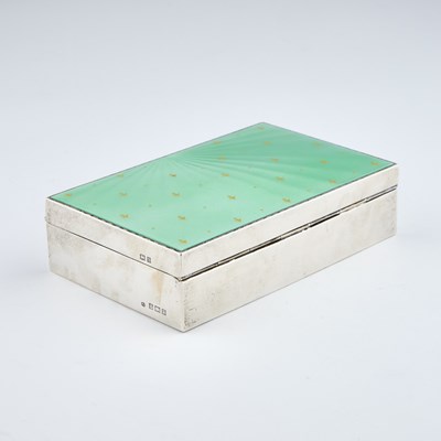Lot 312 - A GEORGE VI SILVER AND ENAMEL CIGARETTE BOX