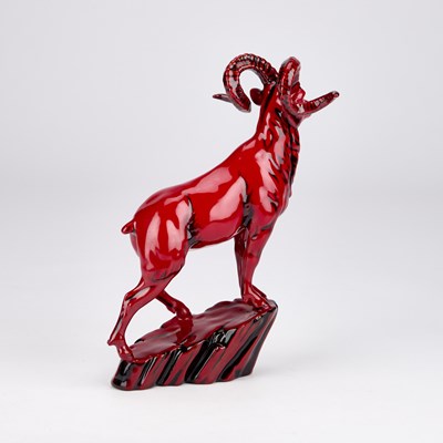 Lot 42 - A ROYAL DOULTON ARCHIVES COLLECTION BURSLEM ARTWARES FLAMBE HEBEI GOAT