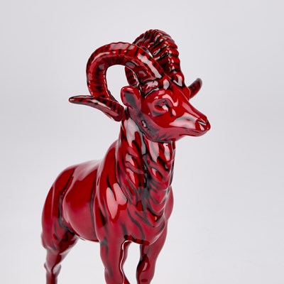 Lot 42 - A ROYAL DOULTON ARCHIVES COLLECTION BURSLEM ARTWARES FLAMBE HEBEI GOAT