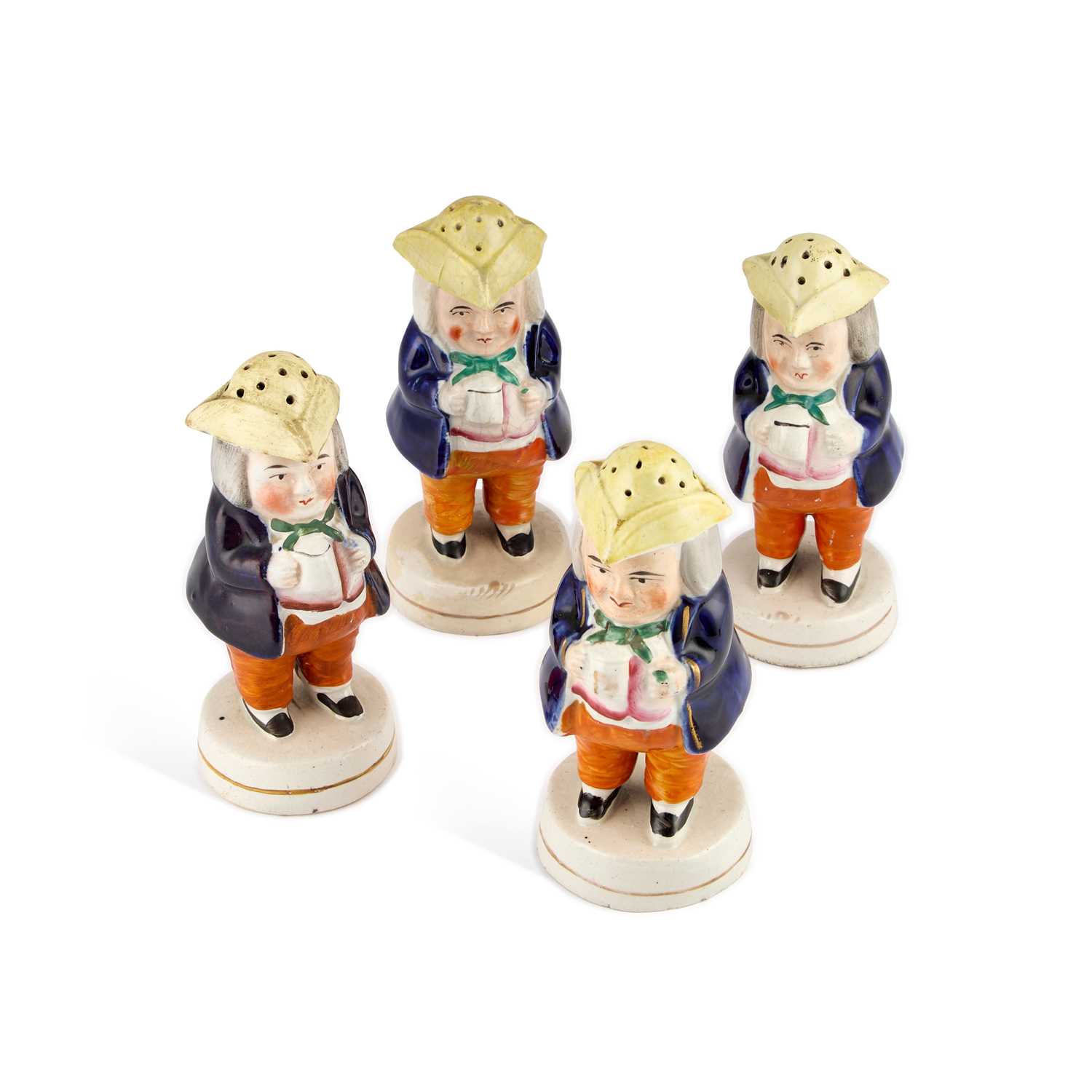 Lot 39 - FOUR 19TH CENTURY STAFFORDSHIRE POTTERY TOBY PEPPERETTES