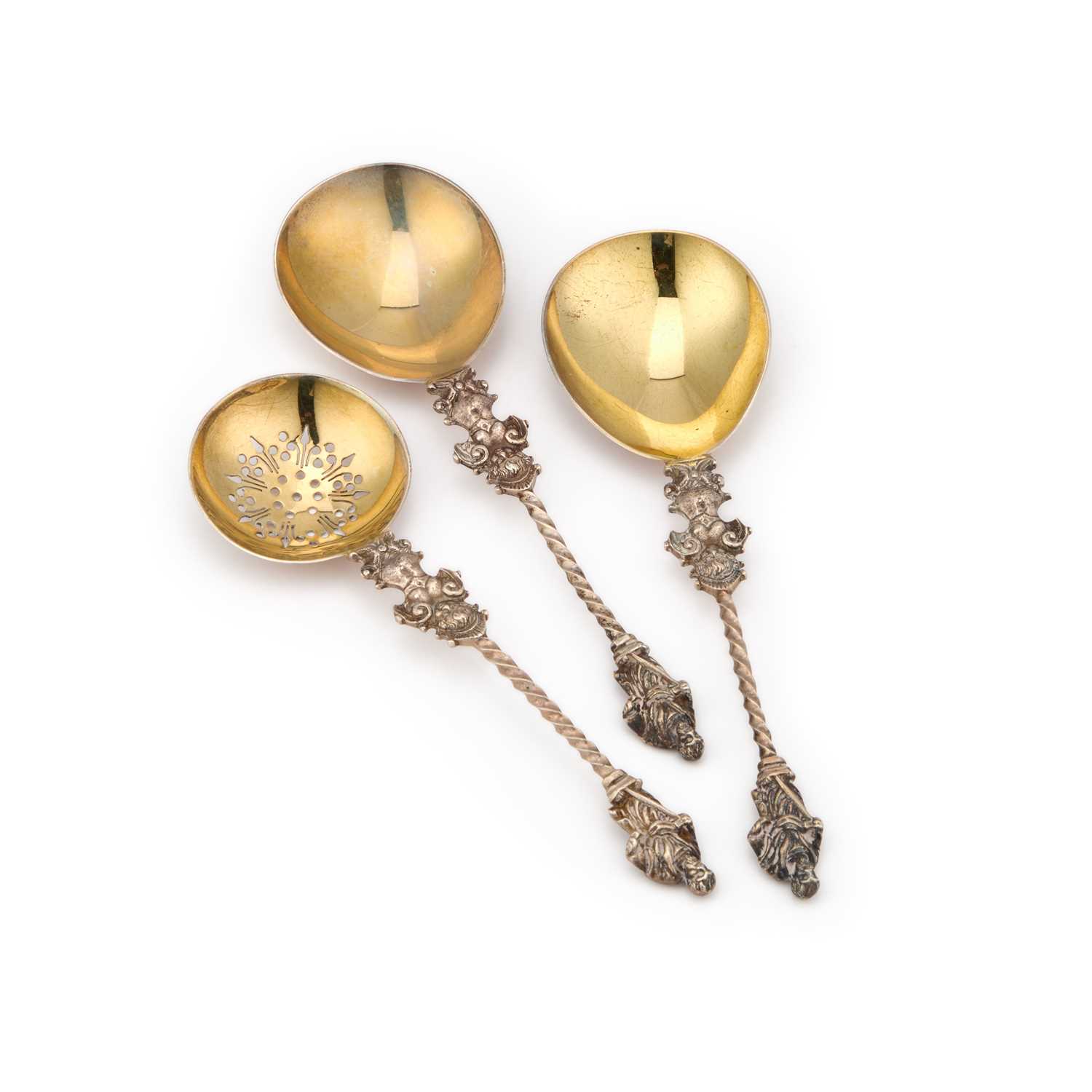 Lot 515 - THREE VICTORIAN SILVER APOSTLE SPOONS