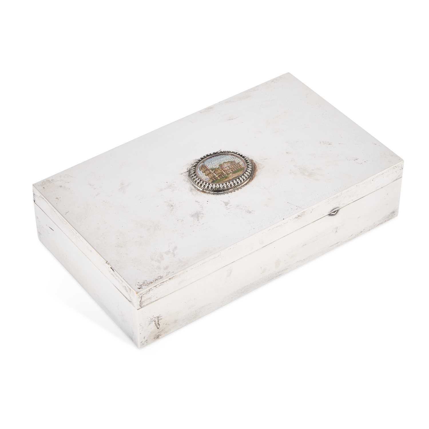 Lot 229 - AN ITALIAN SILVER AND MICROMOSAIC CIGARETTE BOX