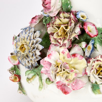 Lot 111 - A JACOB PETIT FLORAL ENCRUSTED PORCELAIN LAMP BASE