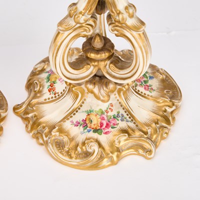 Lot 73 - A PAIR OF ENGLISH PORCELAIN CANDLESTICKS