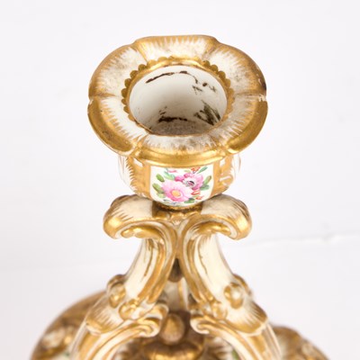 Lot 73 - A PAIR OF ENGLISH PORCELAIN CANDLESTICKS