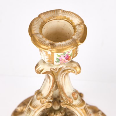 Lot 73 - A PAIR OF ENGLISH PORCELAIN CANDLESTICKS