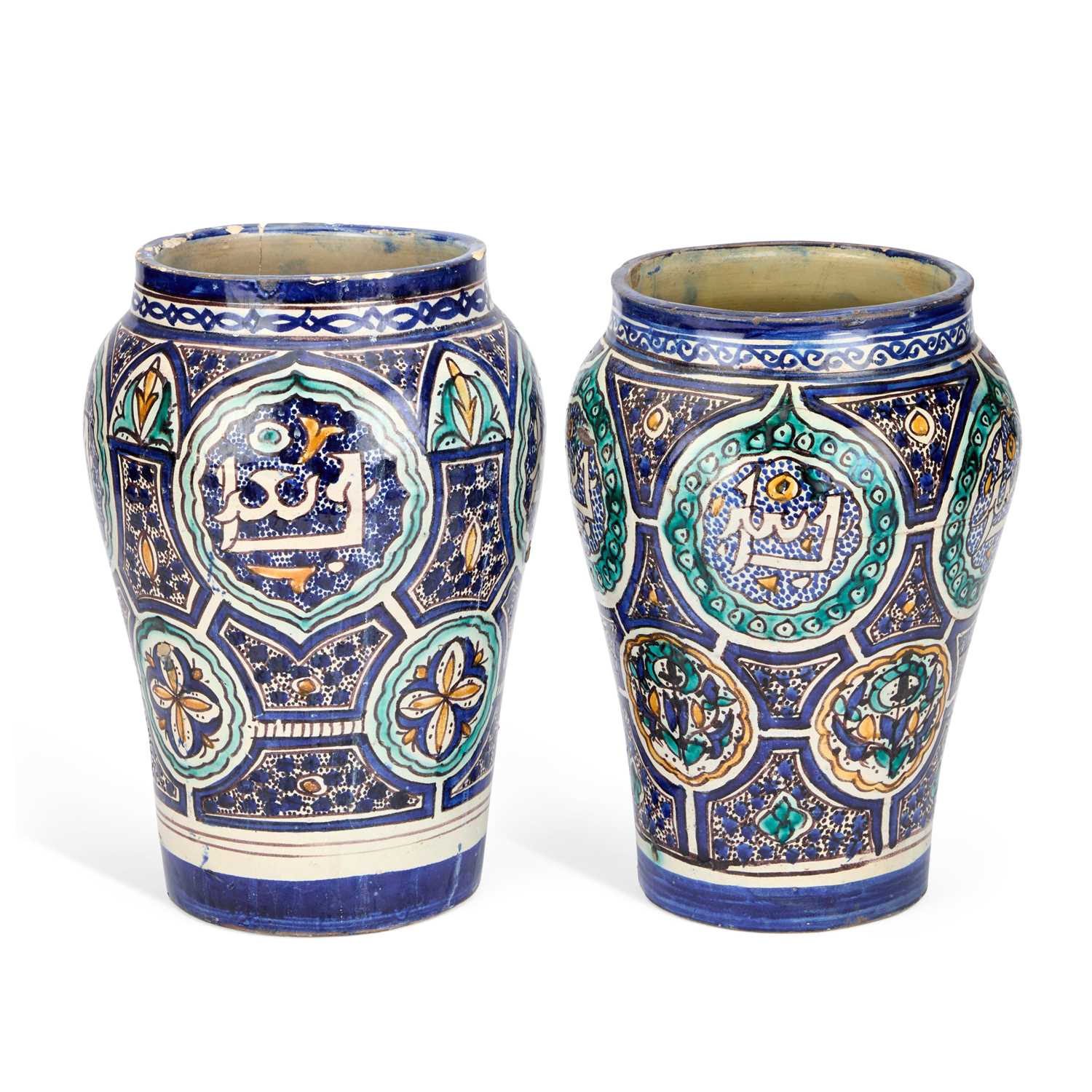 Lot 61 - TWO TIN-GLAZED EARTHENWARE VASES