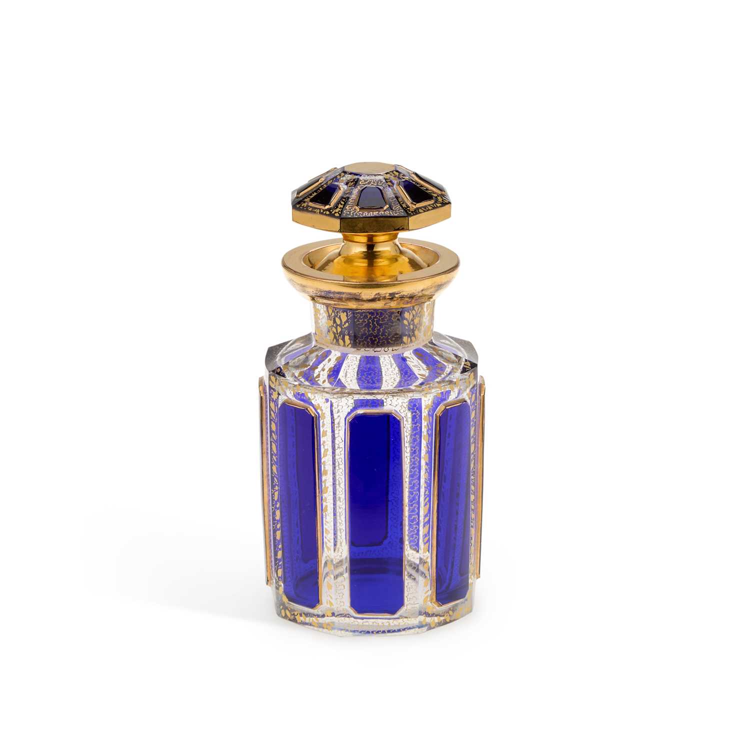 Lot A BOHEMIAN BLUE FLASHED GLASS JAR AND STOPPER