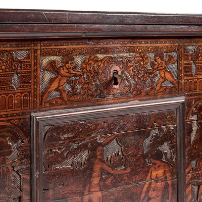 Lot 994 - A LARGE NORTH ITALIAN PEN-WORK CASSONE