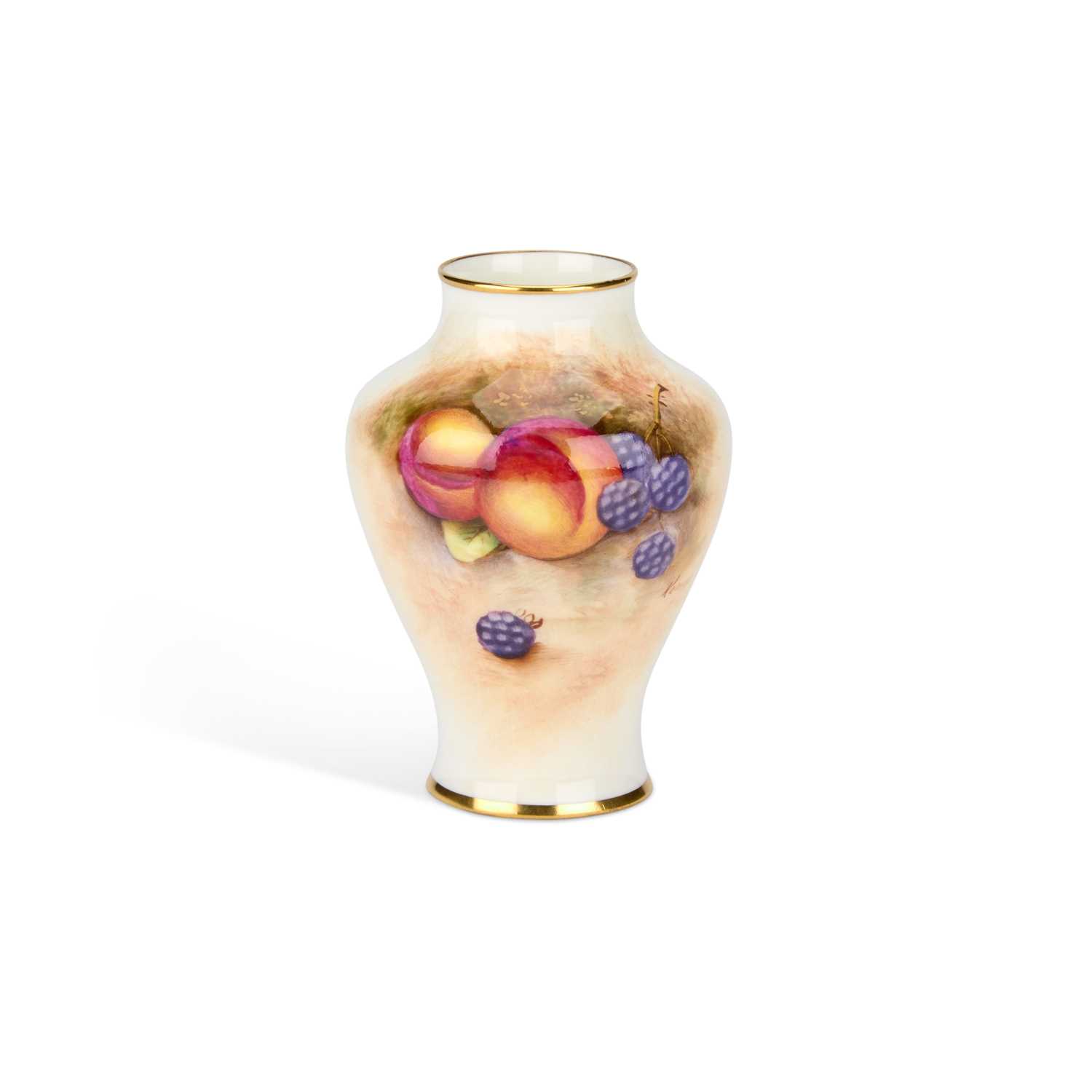 Lot 108 - A ROYAL WORCESTER FRUIT PAINTED VASE