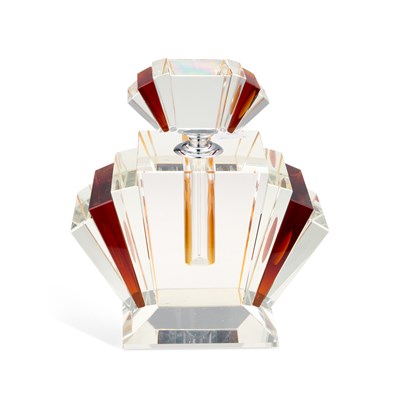 Lot 63 - AN ART DECO STYLE CUT-GLASS SCENT BOTTLE