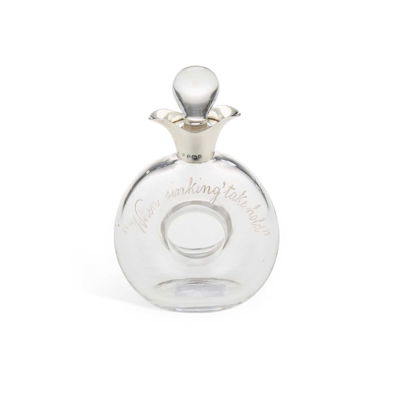 Lot 402 - AN EDWARDIAN SILVER-MOUNTED NOVELTY LIQUEUR DECANTER