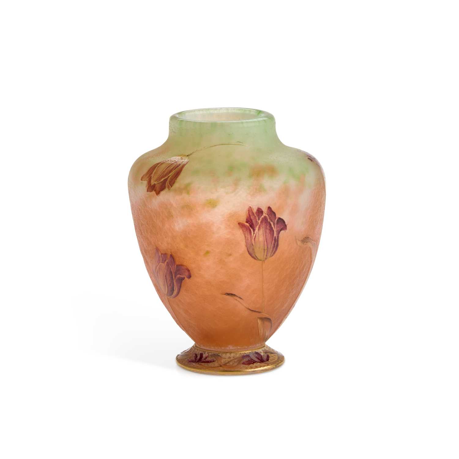 Lot 65 - A DAUM NANCY ENAMELLED GLASS VASE