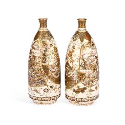 Lot 509 - A PAIR OF JAPANESE SATSUMA VASES