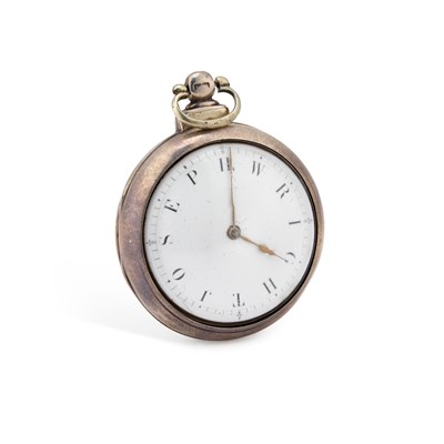 Lot 644 - A STERLING SILVER PAIR CASED POCKET WATCH