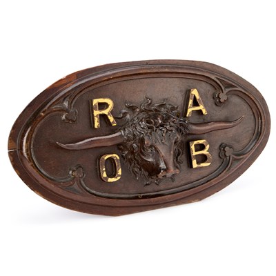 Lot 804 - A ROYAL ANTEDILUVIAN ORDER OF BUFFALOES CARVED OAK PLAQUE