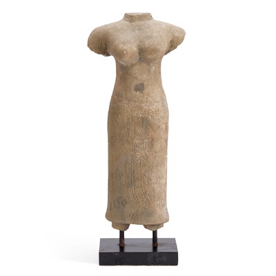 Lot 859 - A CARVED STONE FEMALE TORSO