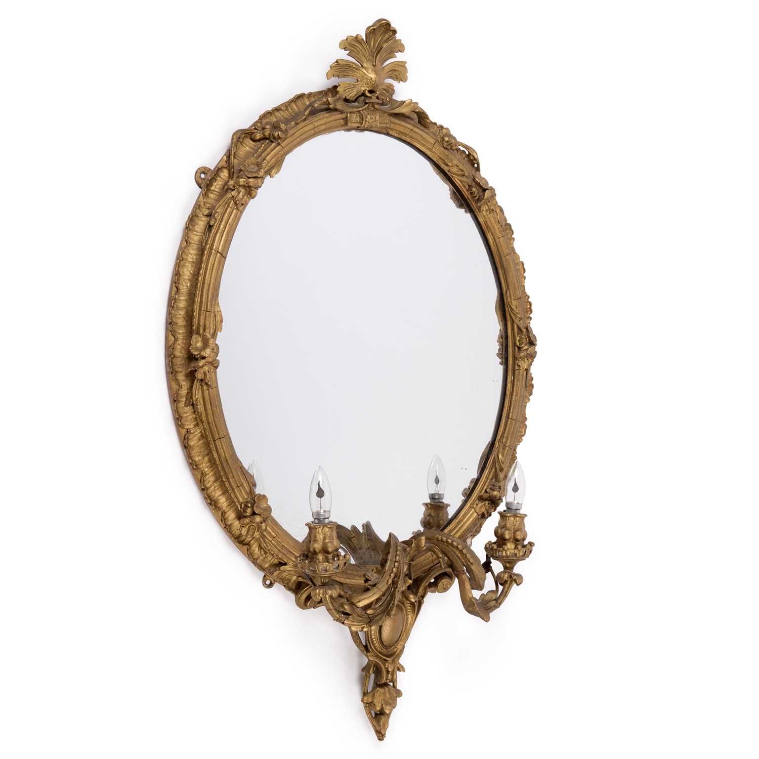 Lot A 19TH CENTURY GILTWOOD AND GESSO GIRANDOLE MIRROR