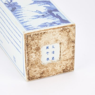 Lot A LARGE CHINESE BLUE AND WHITE PORCELAIN SQUARE-SECTION VASE