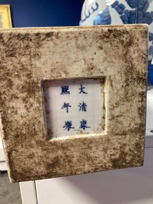 Lot A LARGE CHINESE BLUE AND WHITE PORCELAIN SQUARE-SECTION VASE