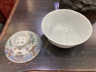 Lot A GROUP OF THREE CHINESE FAMILLE ROSE BOWLS