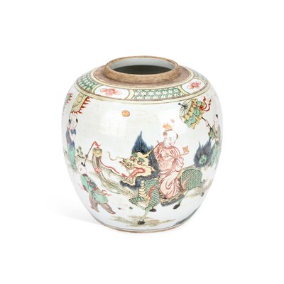 Lot 555 - A CHINESE FAMILLE VERTE GINGER JAR