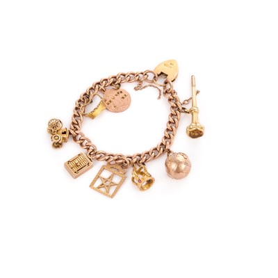 Lot 706A - A CURB LINK CHARM BRACELET