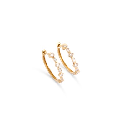 Lot A PAIR OF DIAMOND HOOP EARRINGS