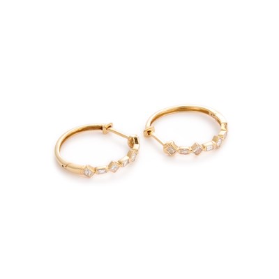 Lot A PAIR OF DIAMOND HOOP EARRINGS