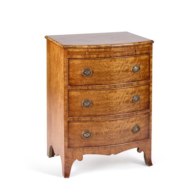 Lot 1045 - A GEORGE III STYLE MAHOGANY BOWFRONT CHEST