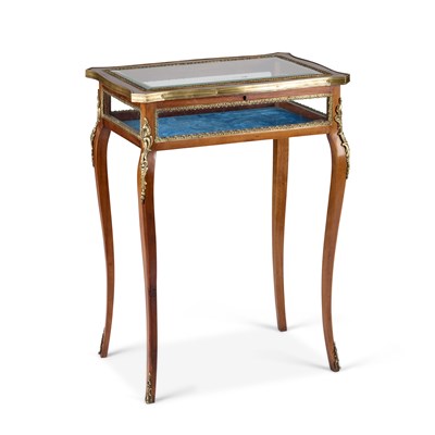 Lot 988 - A LOUIS XV STYLE GILT-METAL MOUNTED WALNUT BIJOUTERIE TABLE
