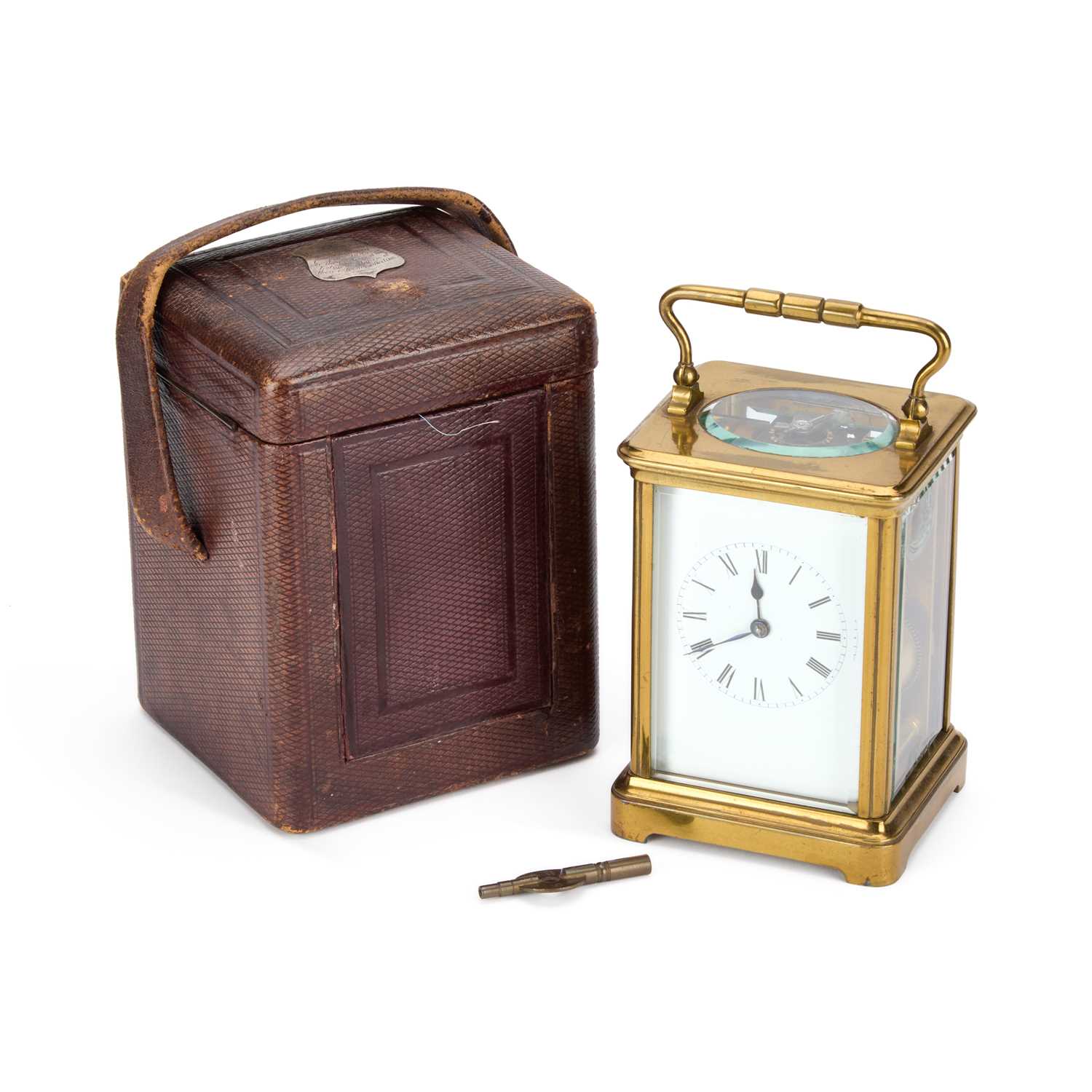 Lot A CARRIAGE CLOCK AND CASE, C.1880