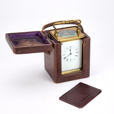 Lot A CARRIAGE CLOCK AND CASE, C.1880