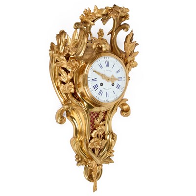 Lot 982 - A 19TH CENTURY FRENCH ORMOLU STRIKING CARTEL CLOCK