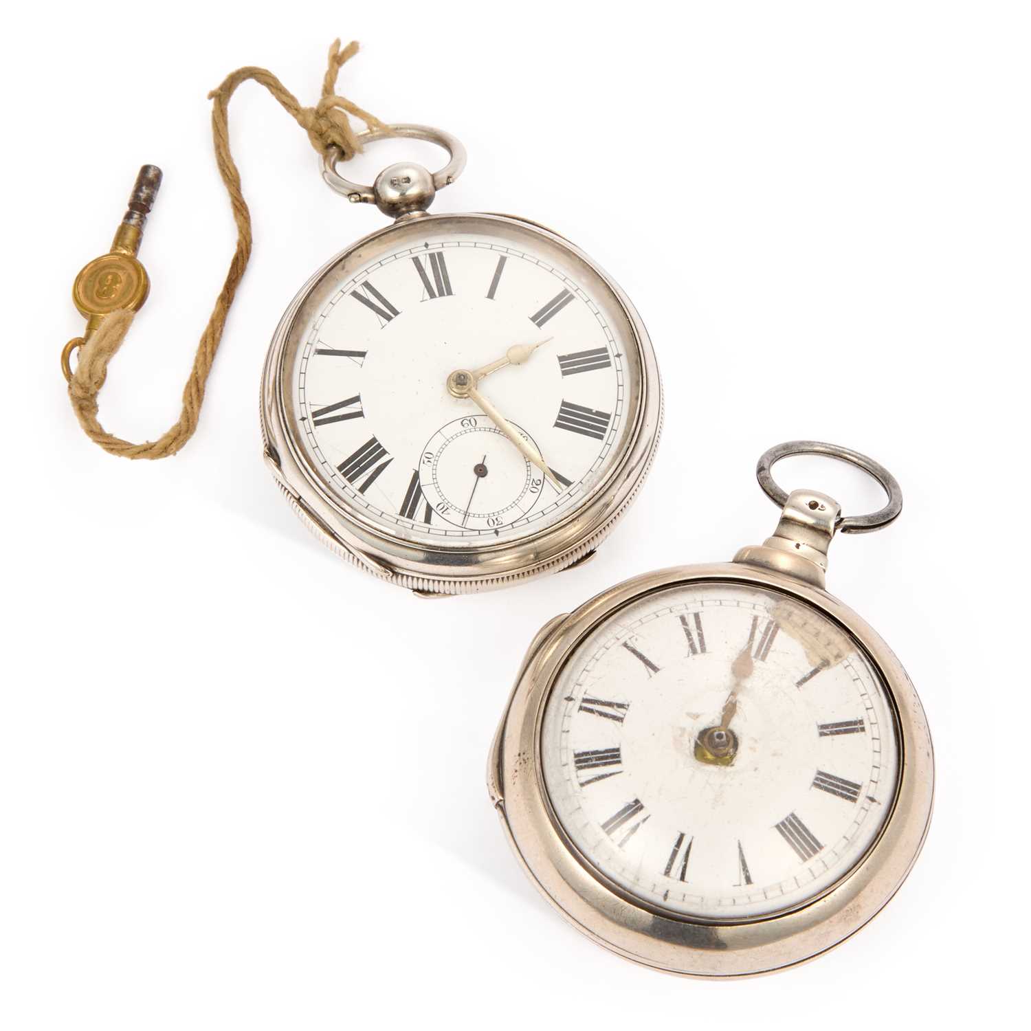 Lot 817 - TWO SILVER OPEN FACED POCKET WATCHES