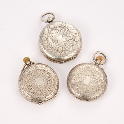 Lot THREE SILVER FOB WATCHES