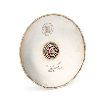 Lot 389 - AN ARTS AND CRAFTS SILVER AND ENAMEL DISH