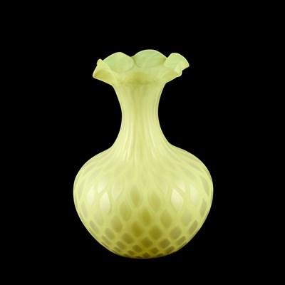 Lot 65 - A STOURBRIDGE YELLOW QUILTED SATIN GLASS VASE